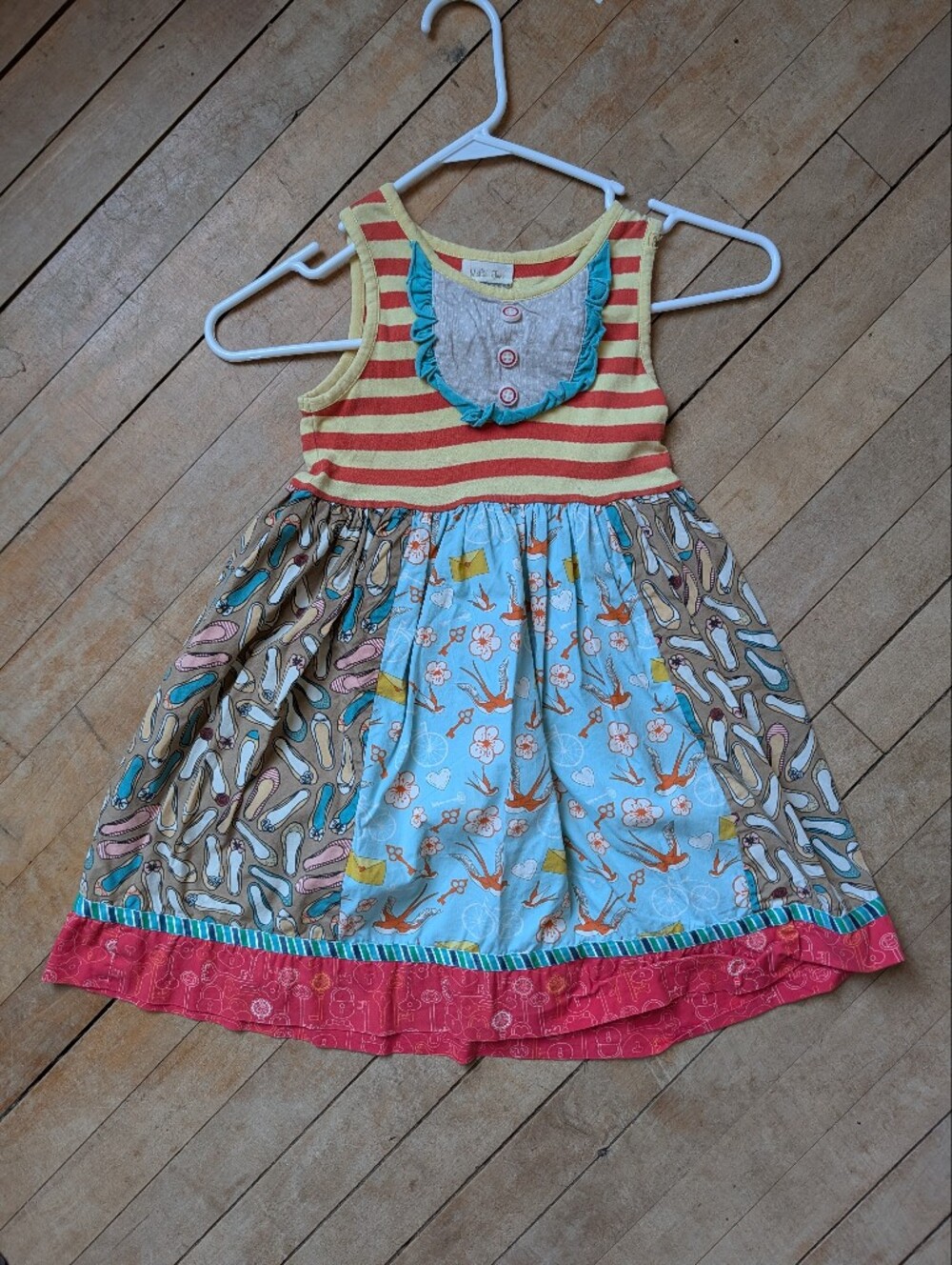 Matilda Jane Multi-Color Striped & Bird Print Dress